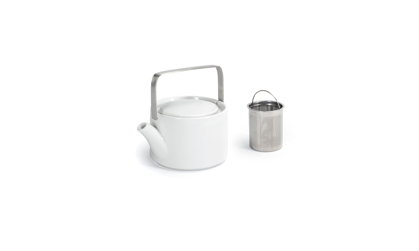 FOH Porcelain Round Soho White 16 oz. Teapot, 6 ct.