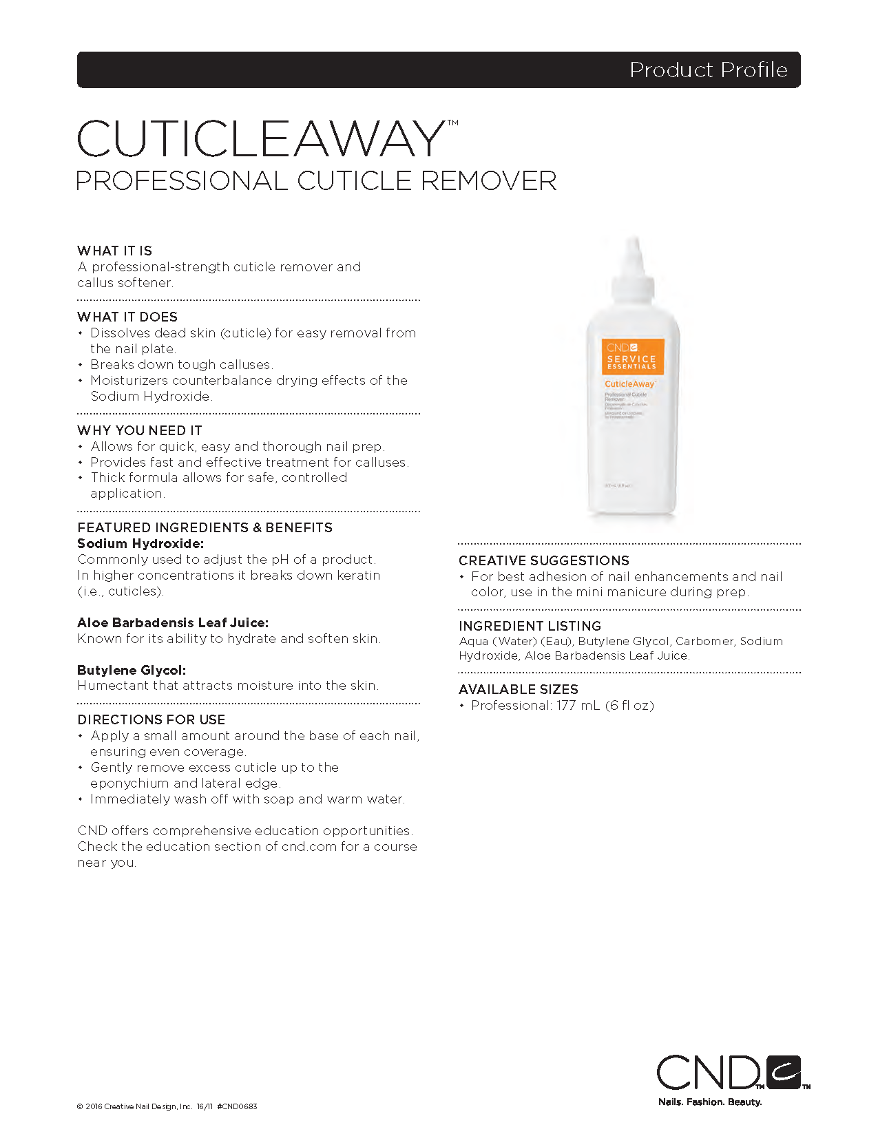 CND Service Essentials, Cuticle Away, 6 fl oz