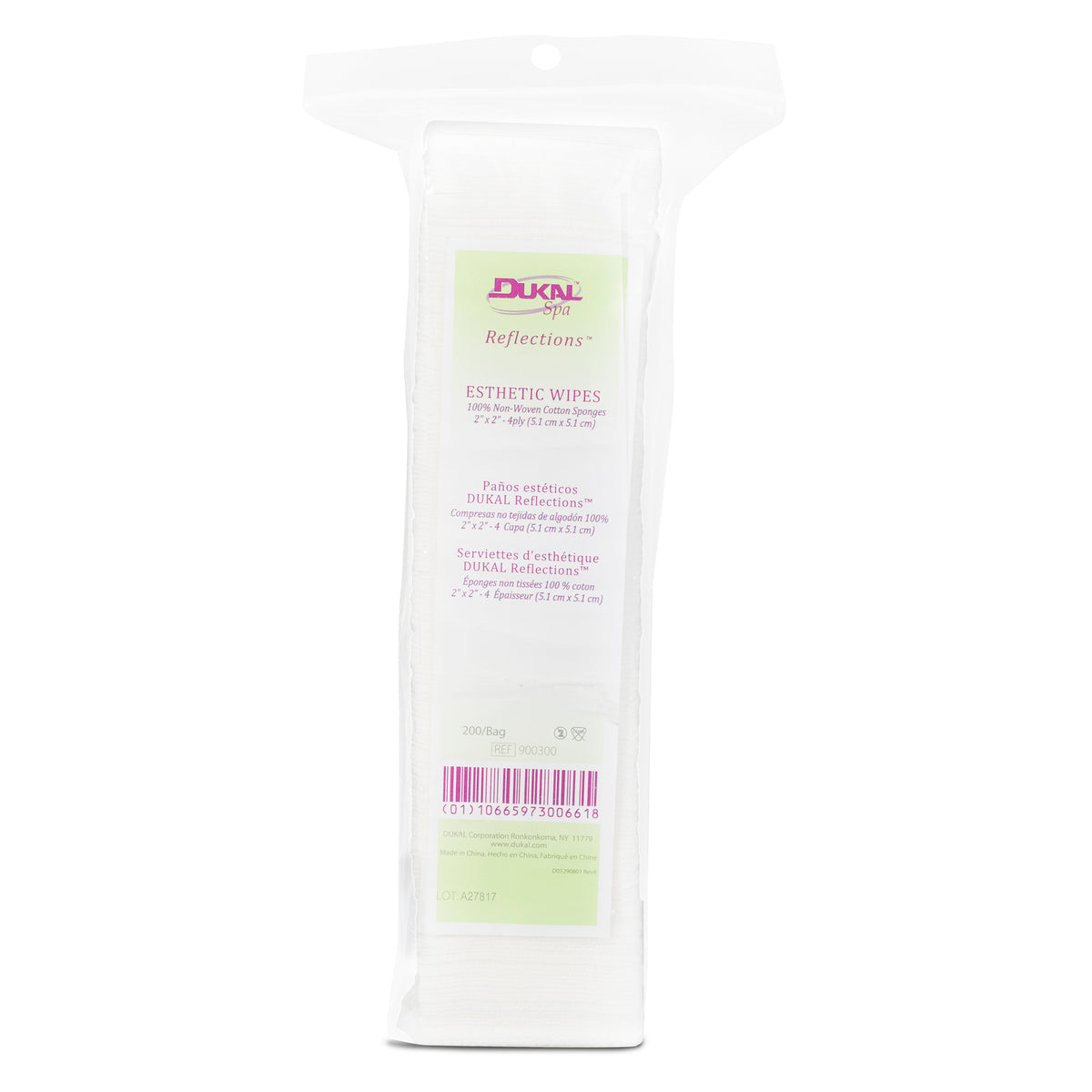 Dukal 100% Cotton Non Woven Esthetic Wipe, 2"x 2", 200 ct