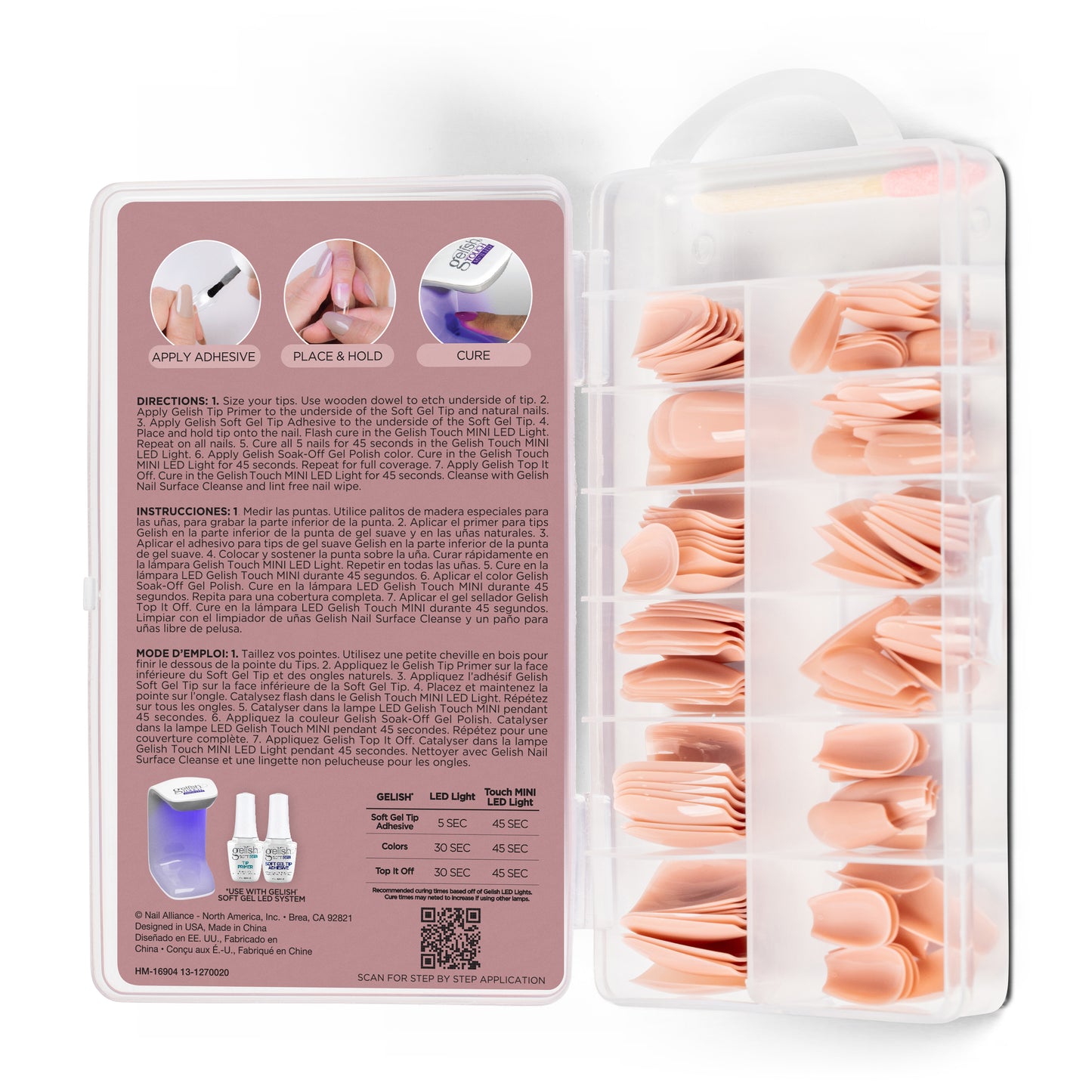 Gelish Soft Gel Tips, Pink Nude, Medium Coffin, 120 ct