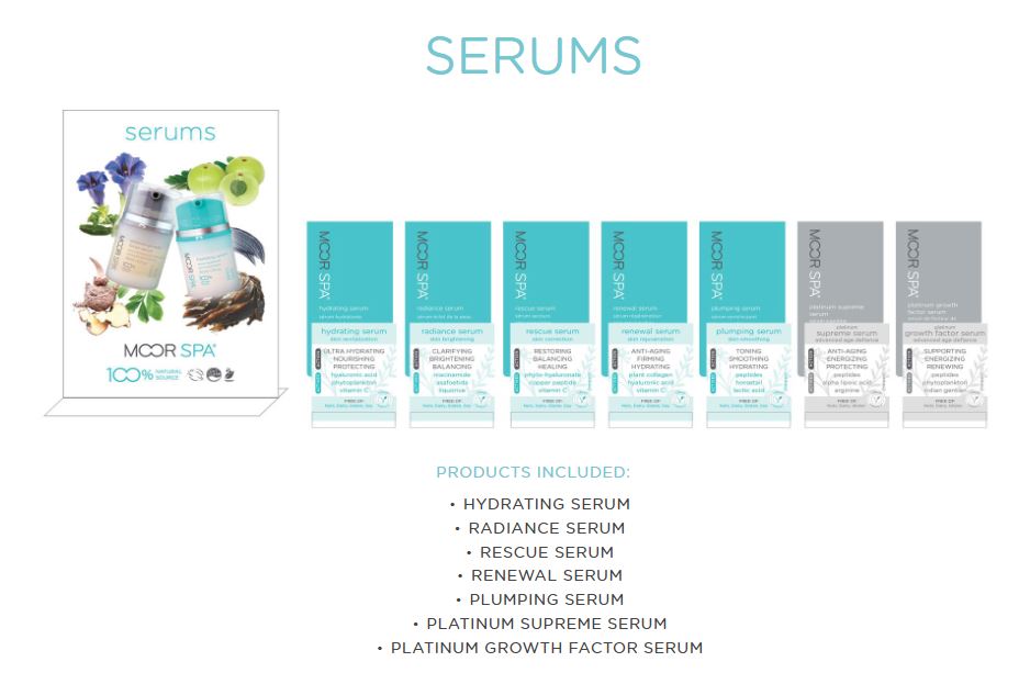Moor Spa Product Category Display, Serums