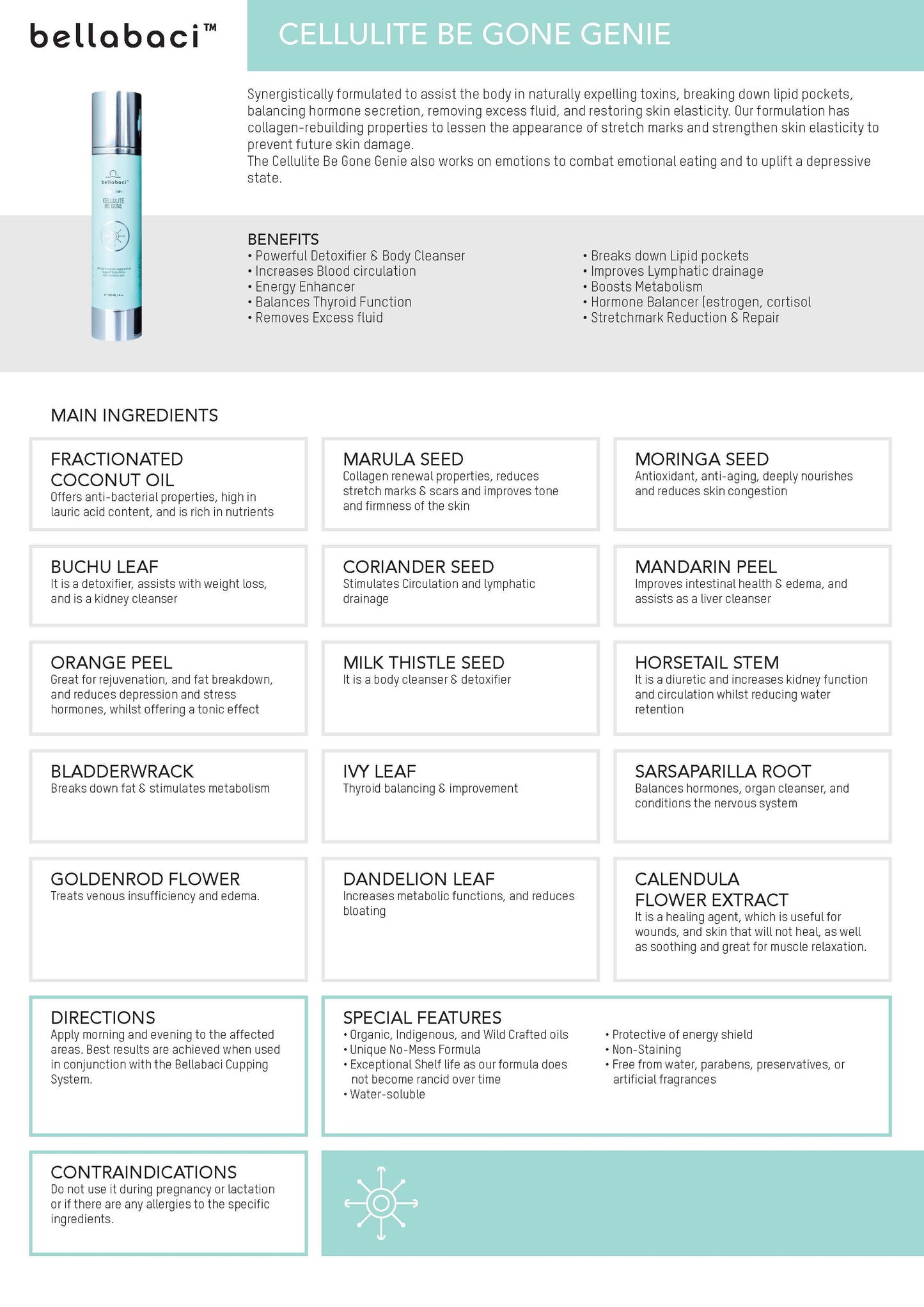 Bellabaci Buy 2 Get 1 FREE, Cellulite Be Gone Genie Wellness Gel, 4 fl oz