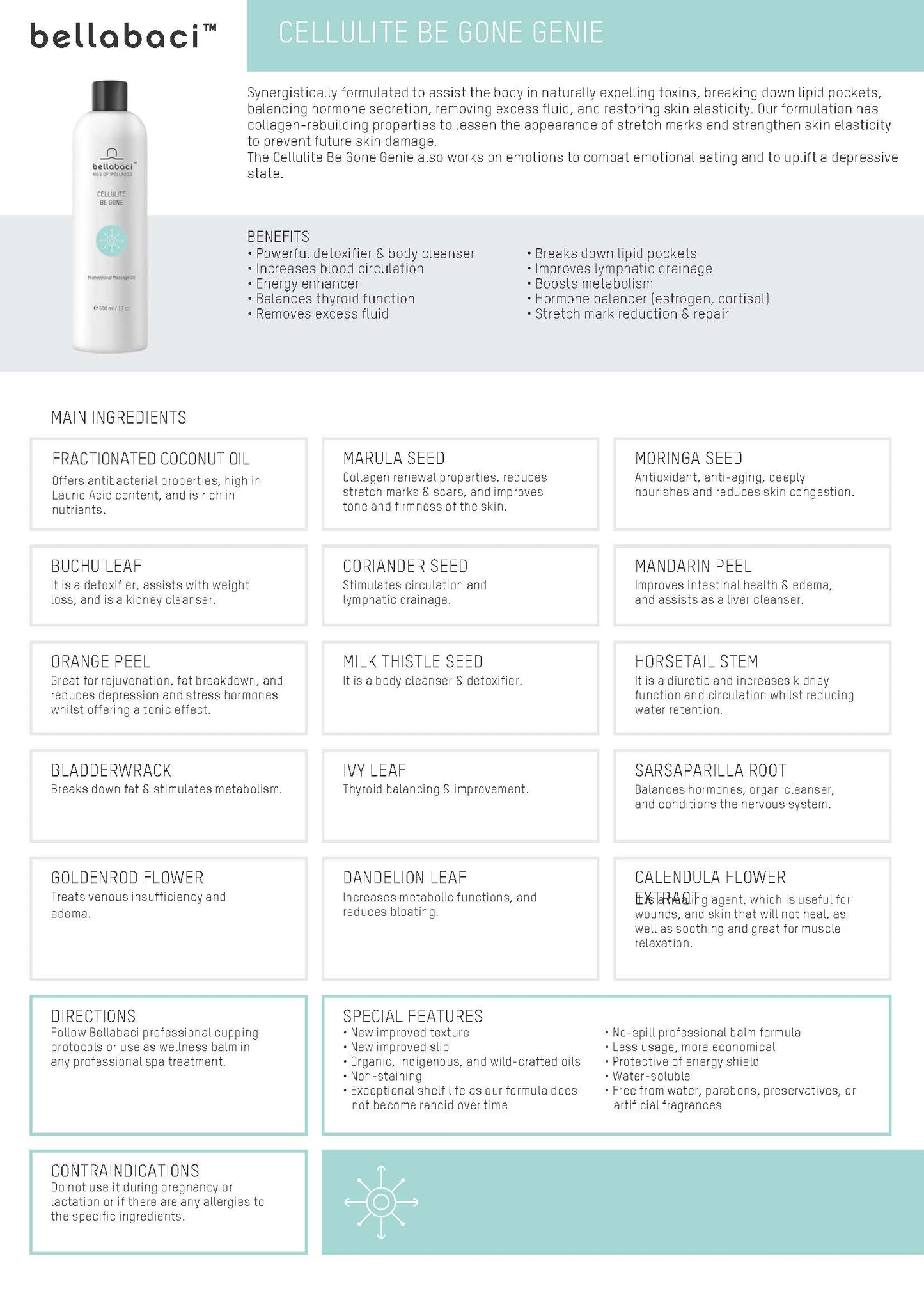 Bellabaci Cellulite Be Gone Professional Wellness Oil, 17 fl oz