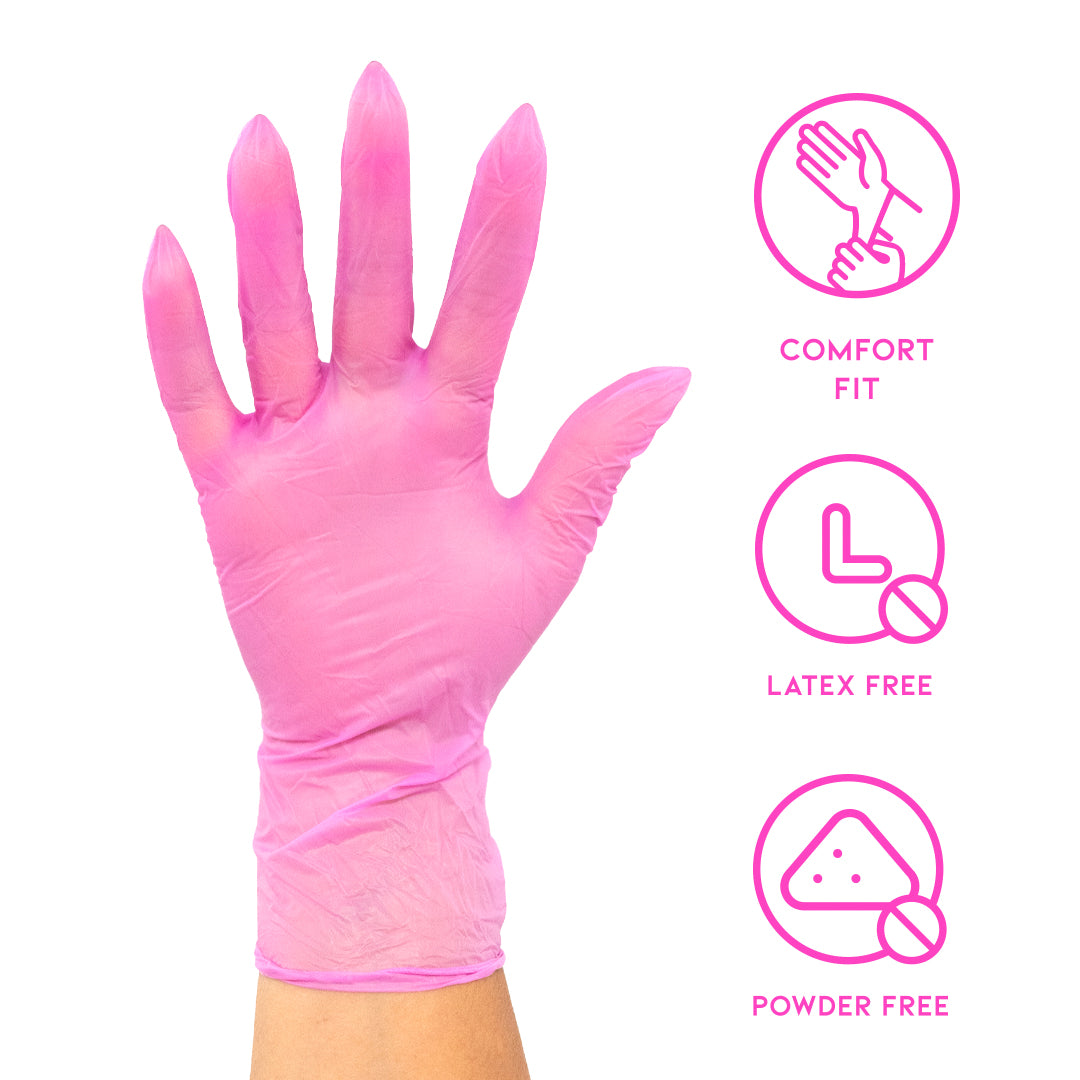 Colortrak Pink Vinyl Gloves, 100 ct