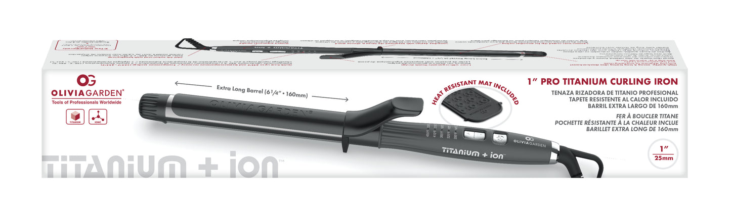 Olivia Garden Titanium+ 1" Curling Iron With Extra Long Barrel