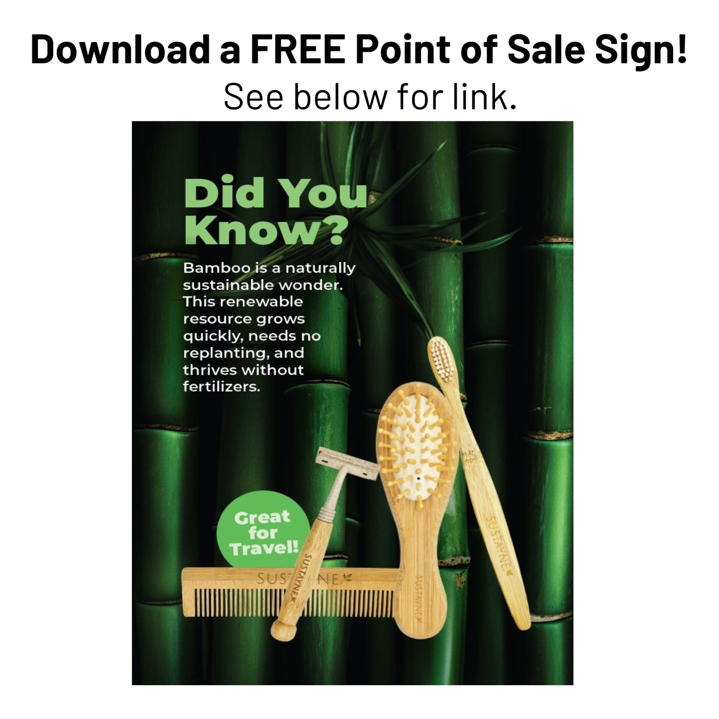 Sustayne Bamboo Travel Amenity Retailer Success Kit