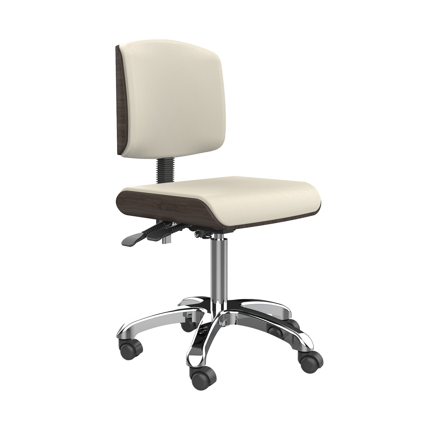 Silverfox Luxury Wood Stool with Back, White