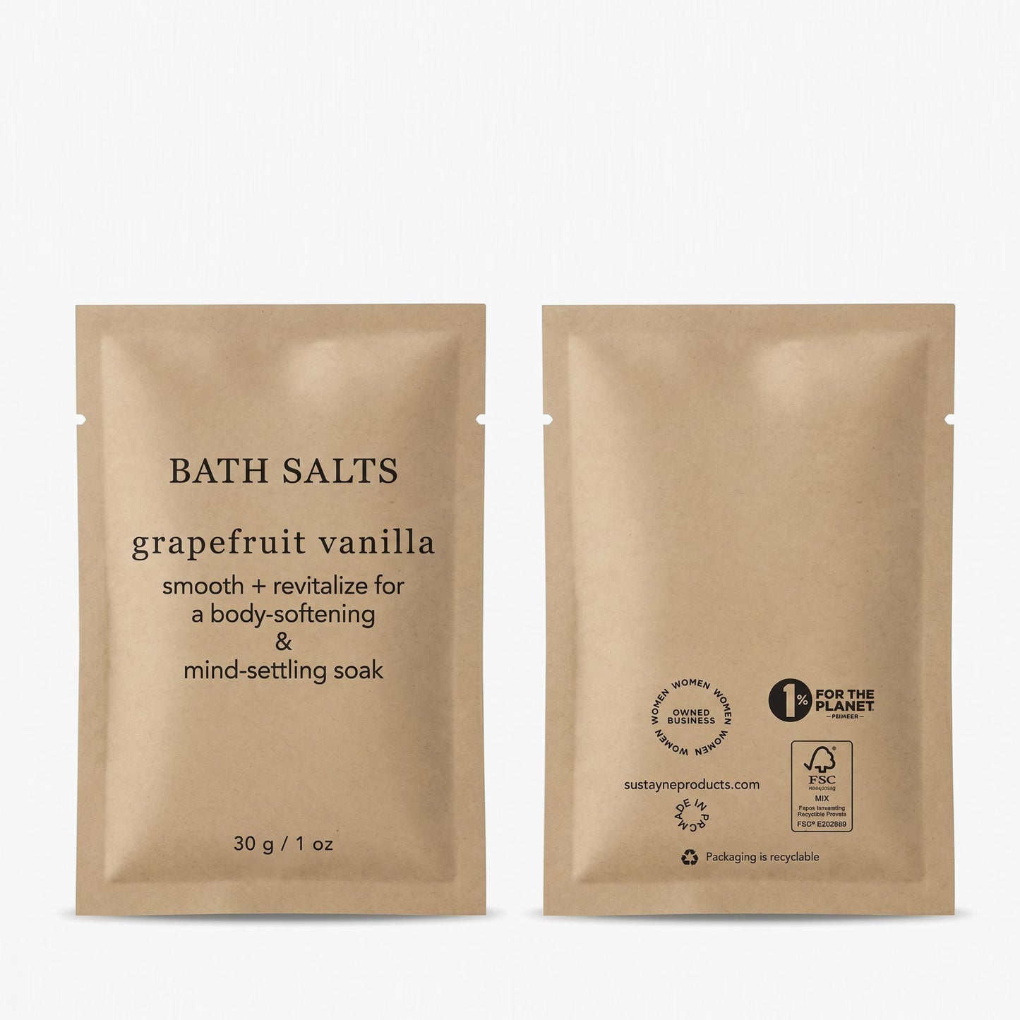 Sustayne Bath Salts, Grapefruit and Vanilla, 1 oz