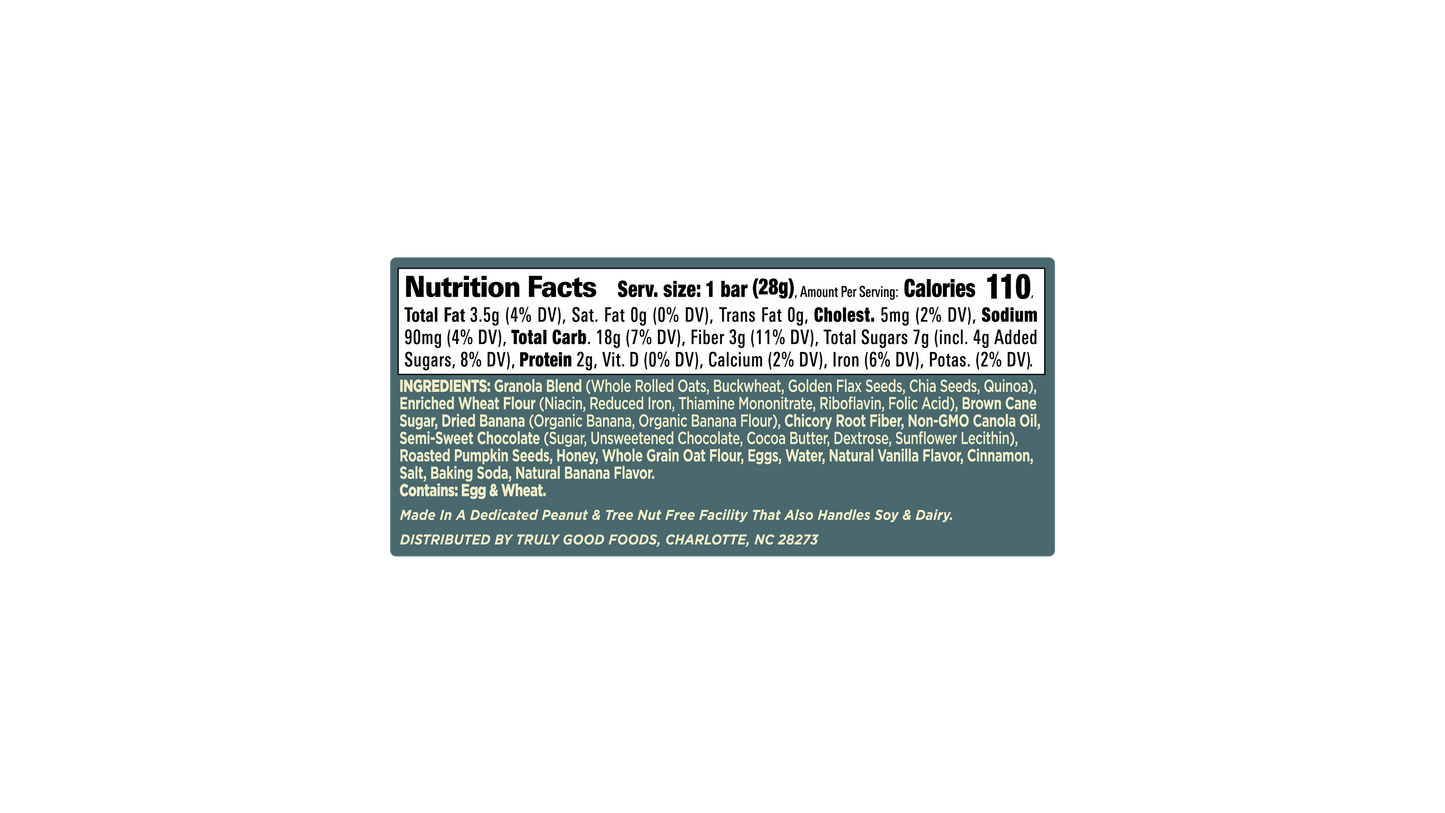 Truly Good Foods Golden Hour Snack Bar, Banana Bread, 1 oz, 48 ct