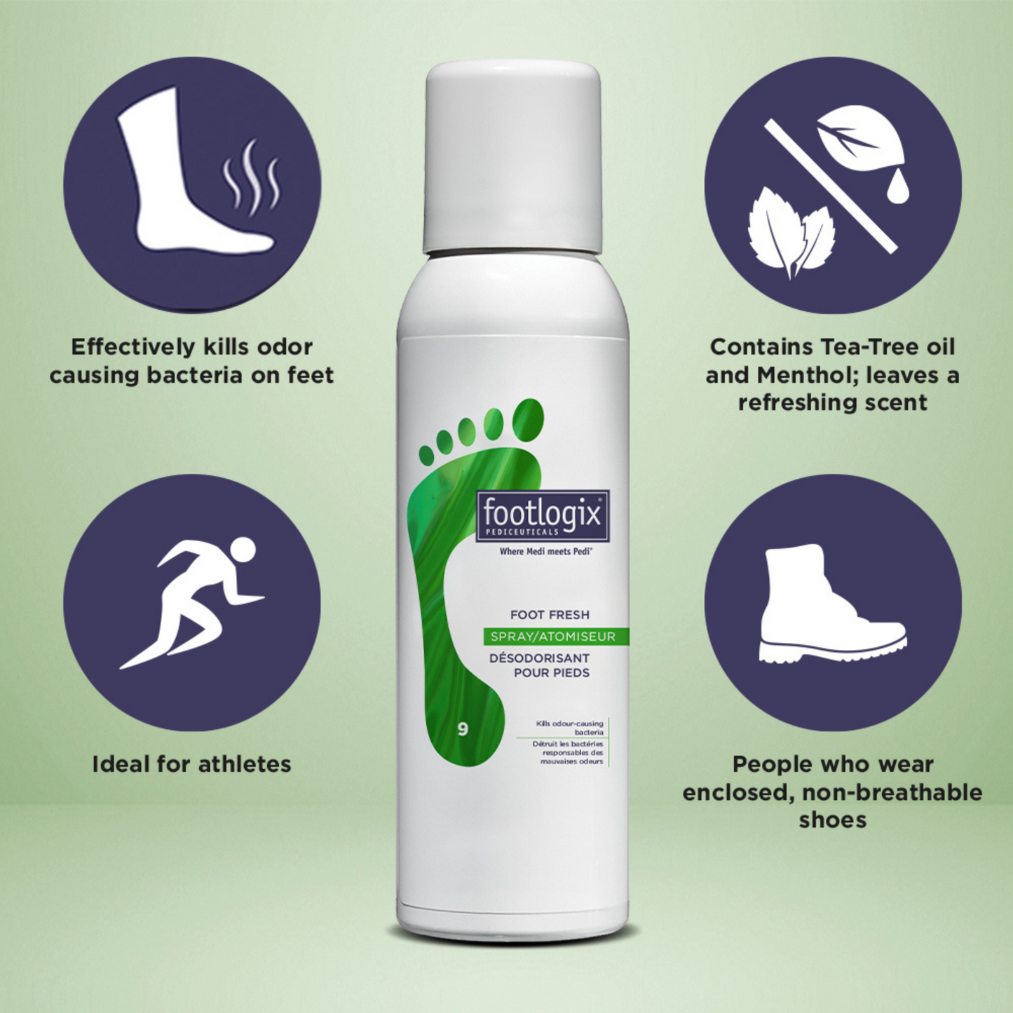 Footlogix Foot Deodorant, 4.2 fl oz