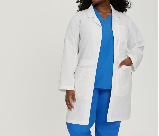 Women's Modern Notebook Lab Coat in White by Landau