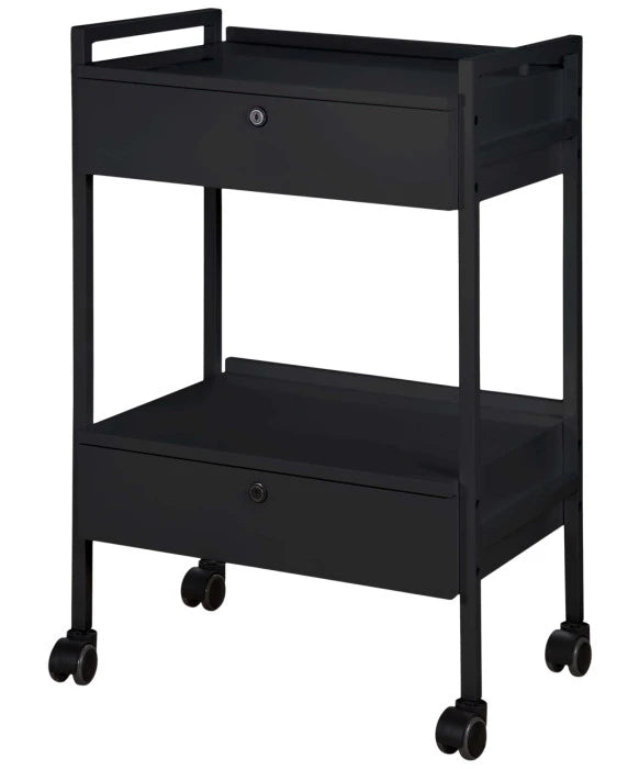 SilverFox Trolley, Black, with 2 Drawers