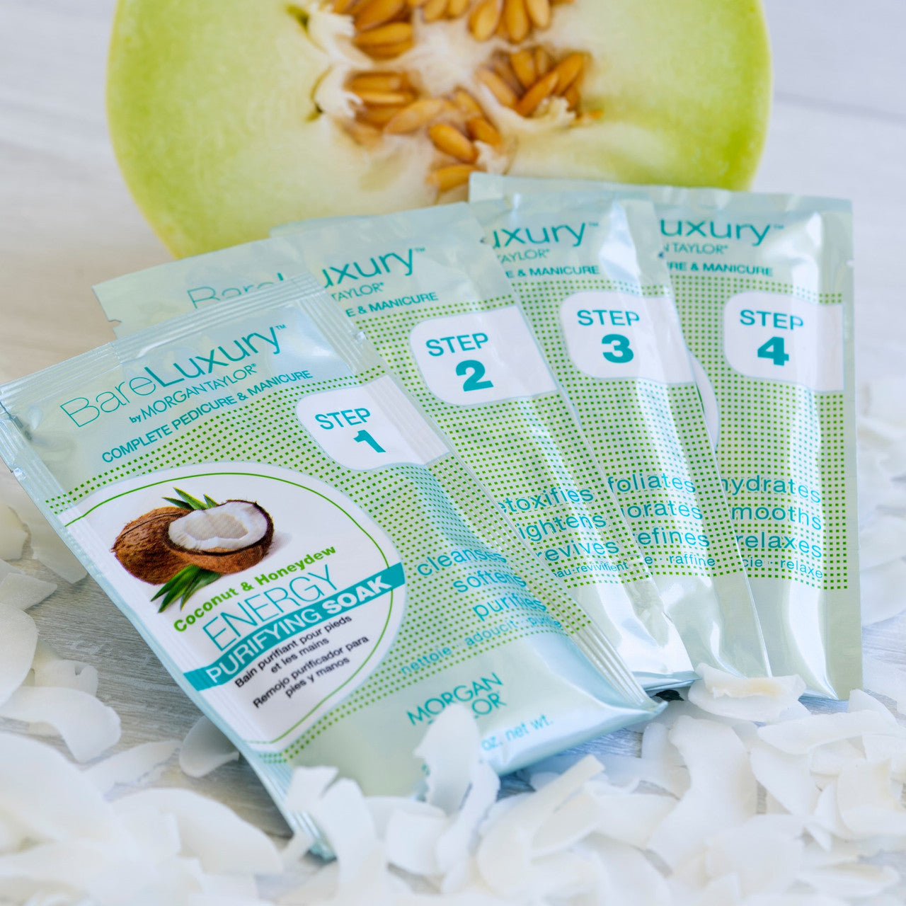 BareLuxury by Morgan Taylor, Complete Mani Pedi Packet, Energy Coconut & Honeydew, 4 pk