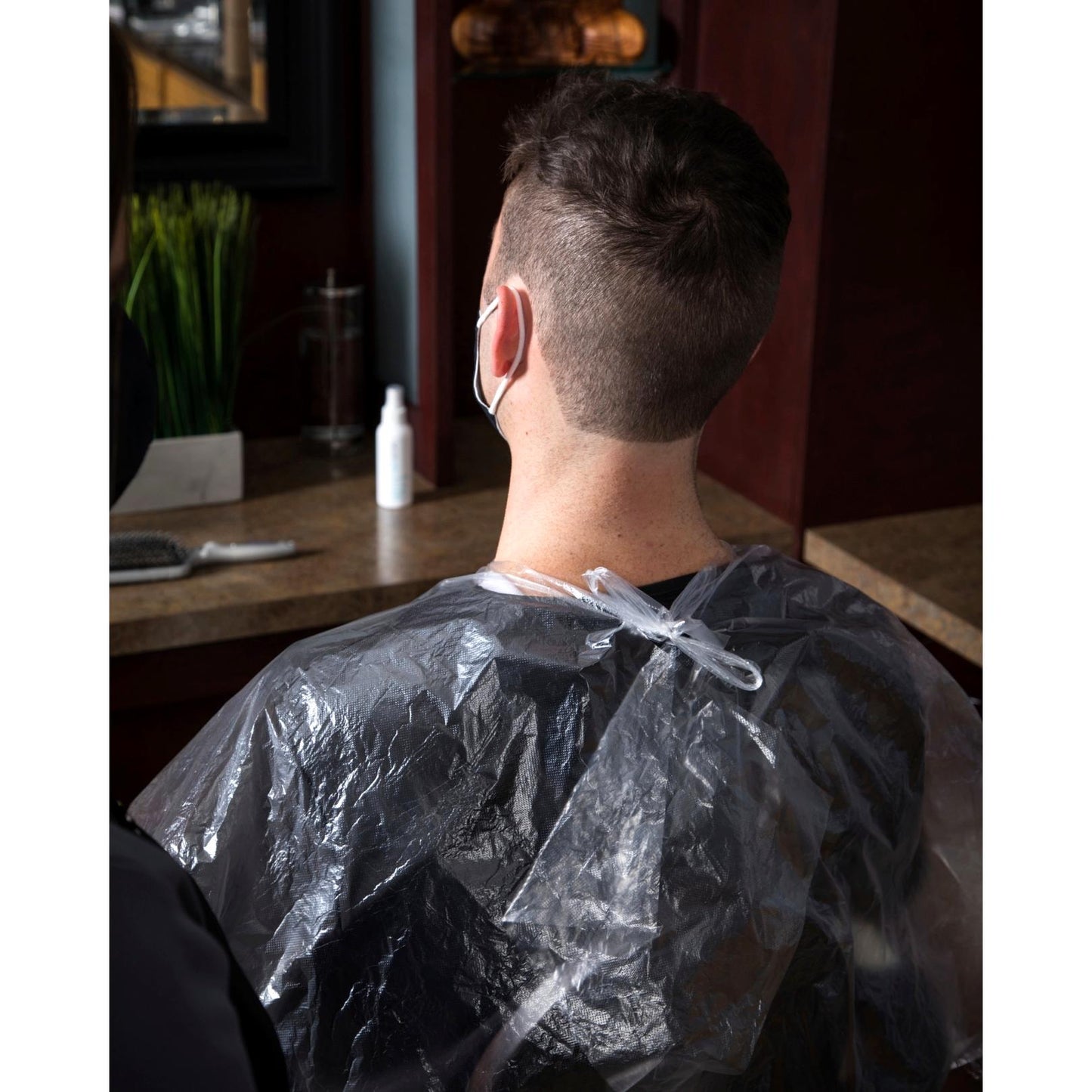 Disposable Plastic Client Cape, 51"W X 63"L , 50 pack