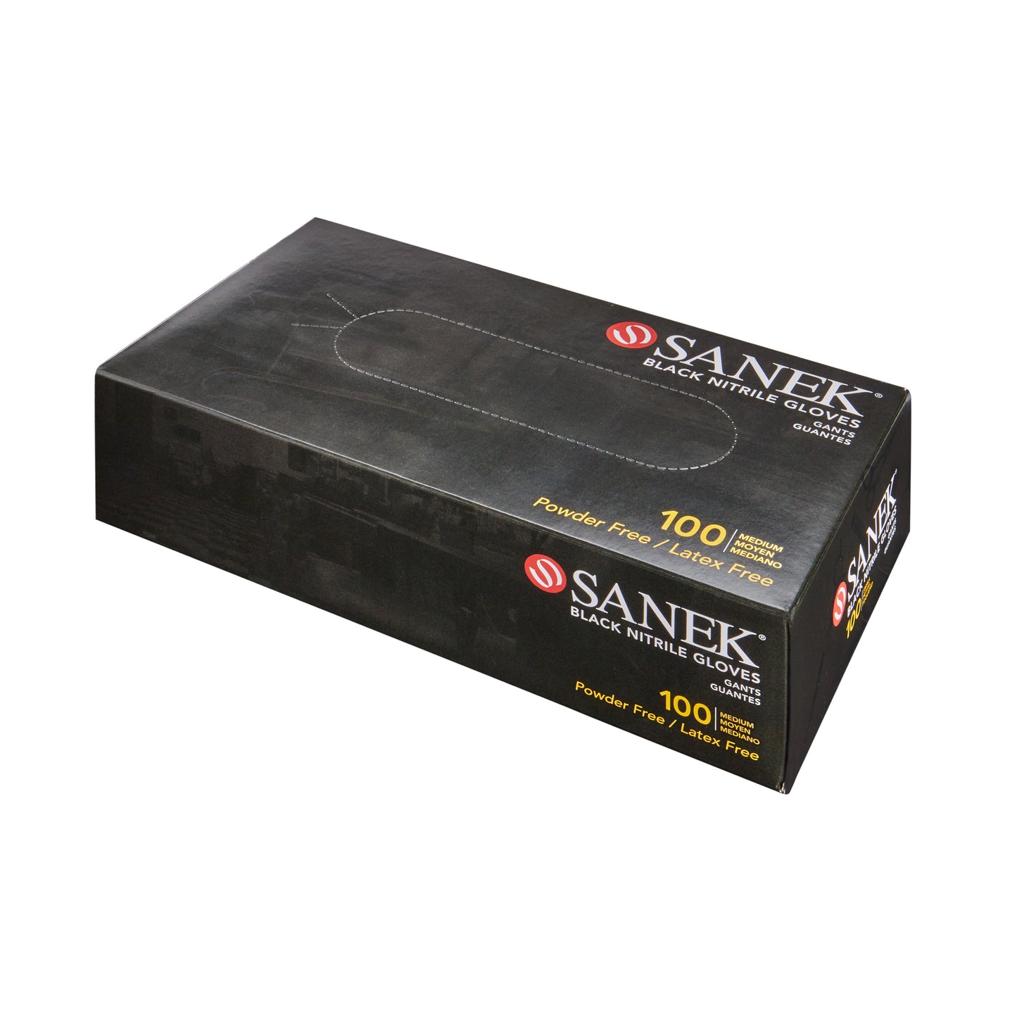 Sanek Black Nitrile Gloves, Large, 100 ct