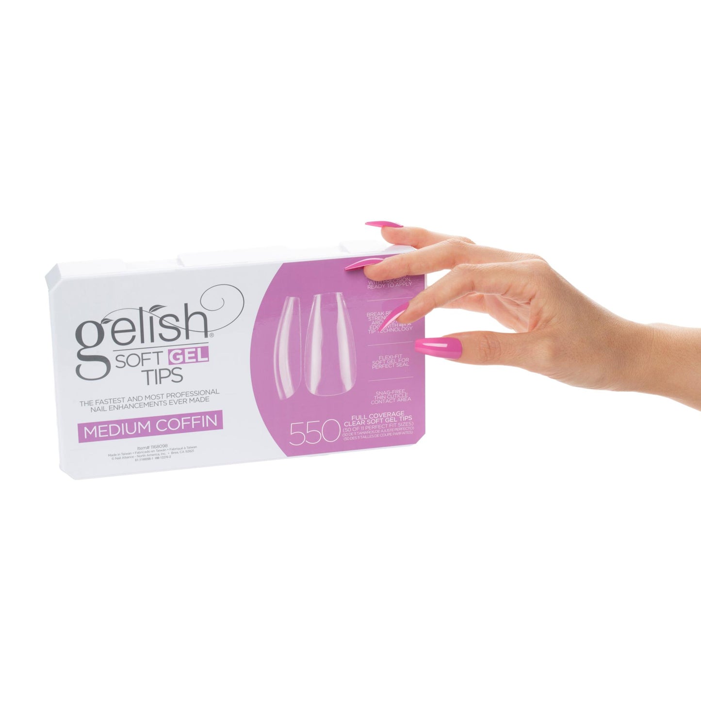 Gelish Soft Gel Tips, Medium Coffin, 550 ct
