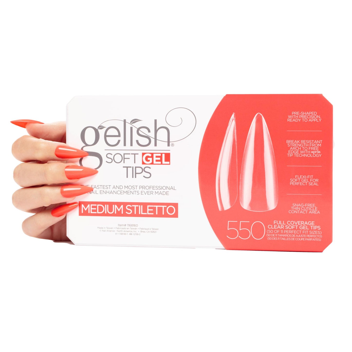 Gelish Soft Gel Tips, Medium Stiletto, 550 ct