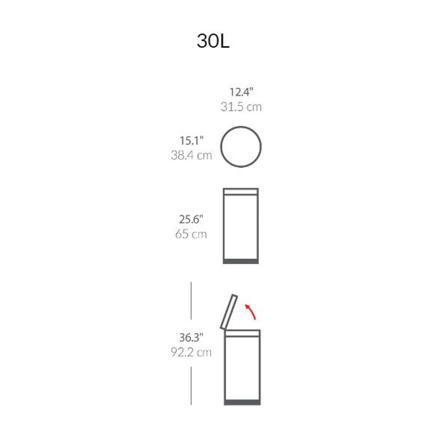 Round Step Trash Can, Brushed Stainless, 7.92 gal