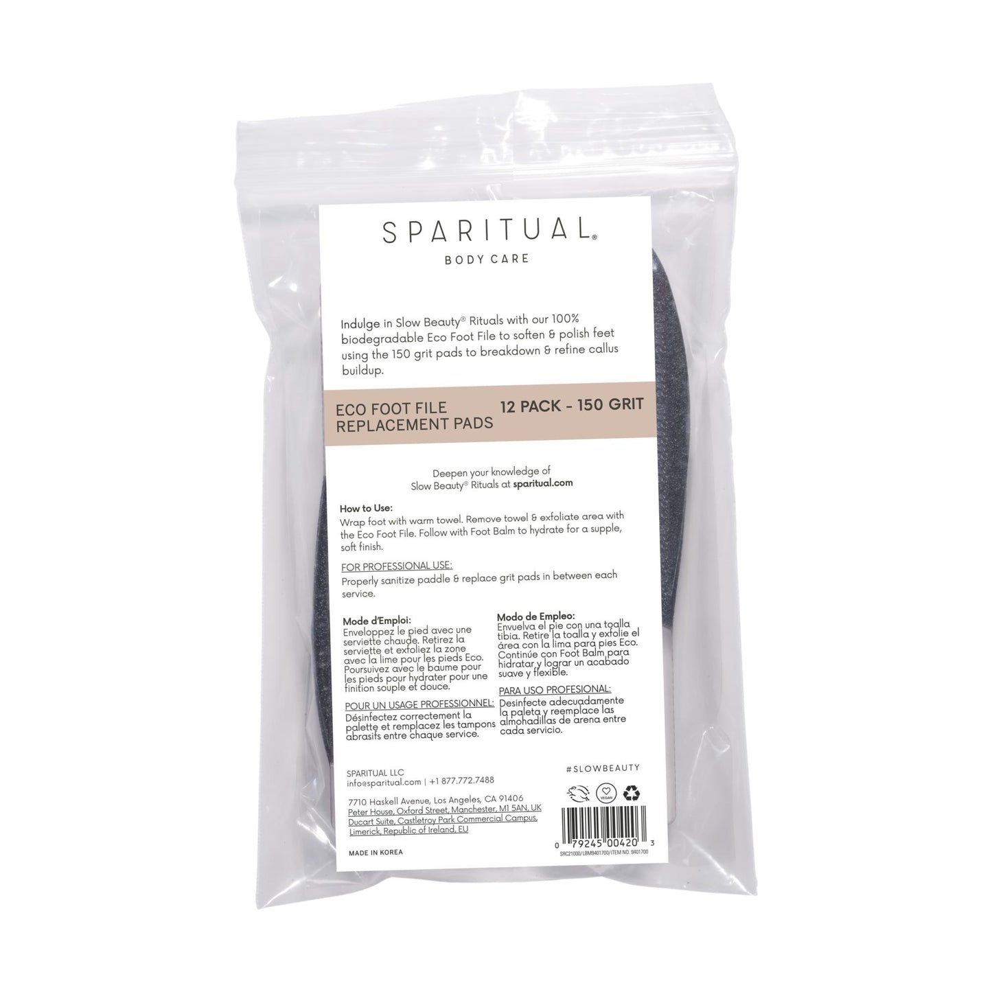 SpaRitual, Eco-Foot File Refill, 150 grit, 12 pc