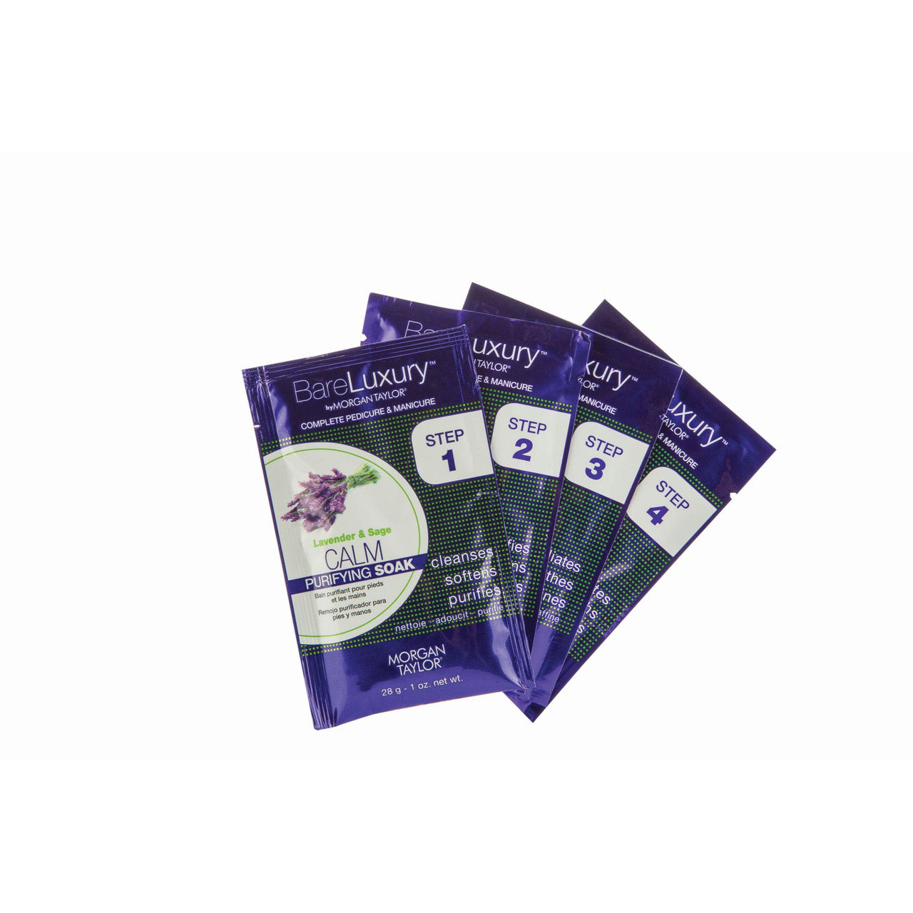 BareLuxury by Morgan Taylor, Complete Mani Pedi Packet, Calm Lavender & Sage, 4 pk