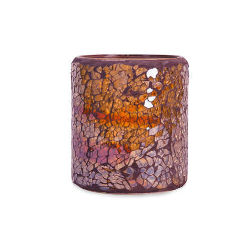 Image of Candles Gold Hollowick Crackle Glass Votive Lamp