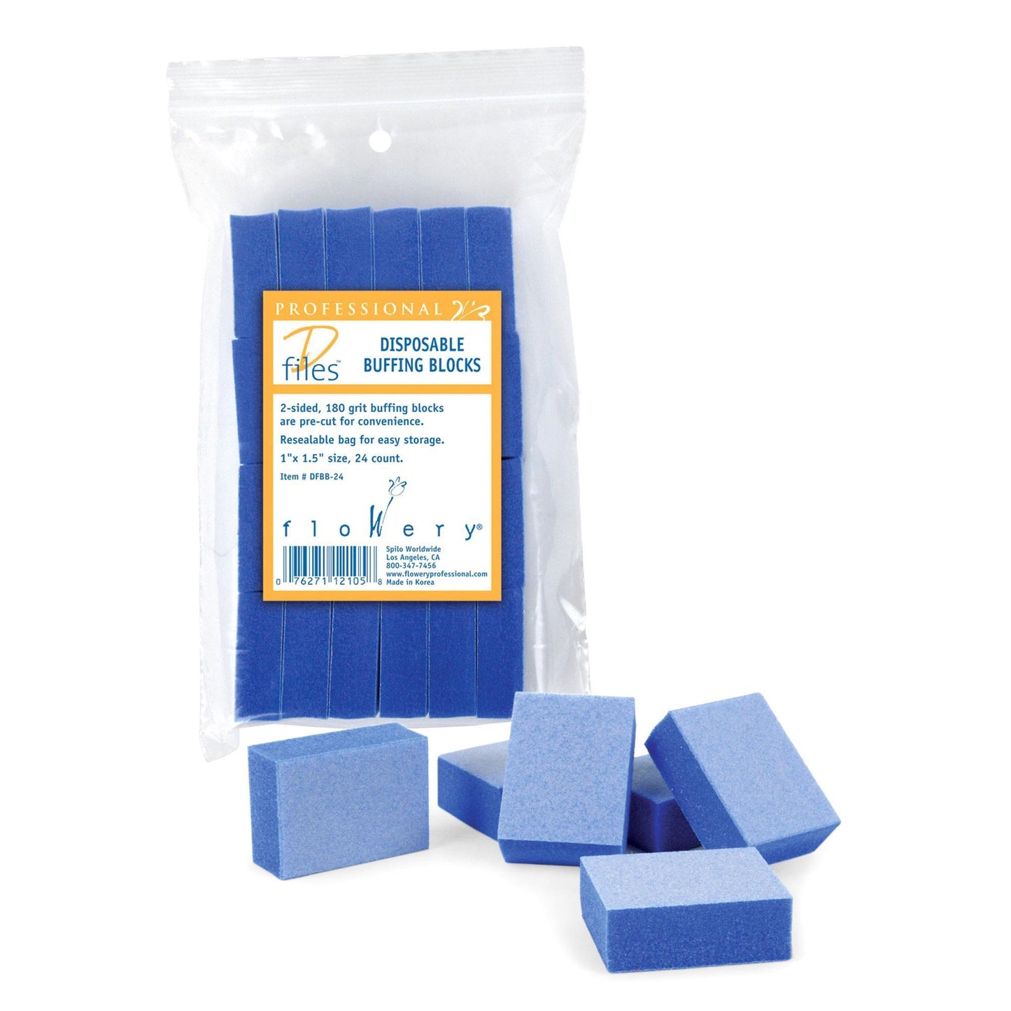 Files, Buffers, Brushes & Pumi Flowery Disposable Buffing Blocks / Mini / 24pc