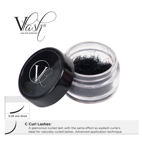 Image of Lash Extensions, Strips, Acces 10mm VLash C Curl Jar Lashes / .25mm thick