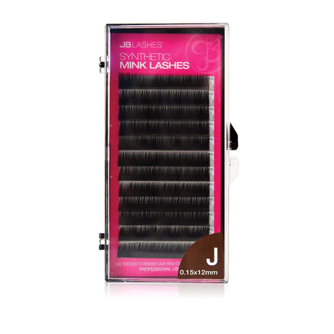 Image of Lash Extensions, Strips, Acces 12mm / 0.15mm JB Lashes J-Curl Mink Lashes