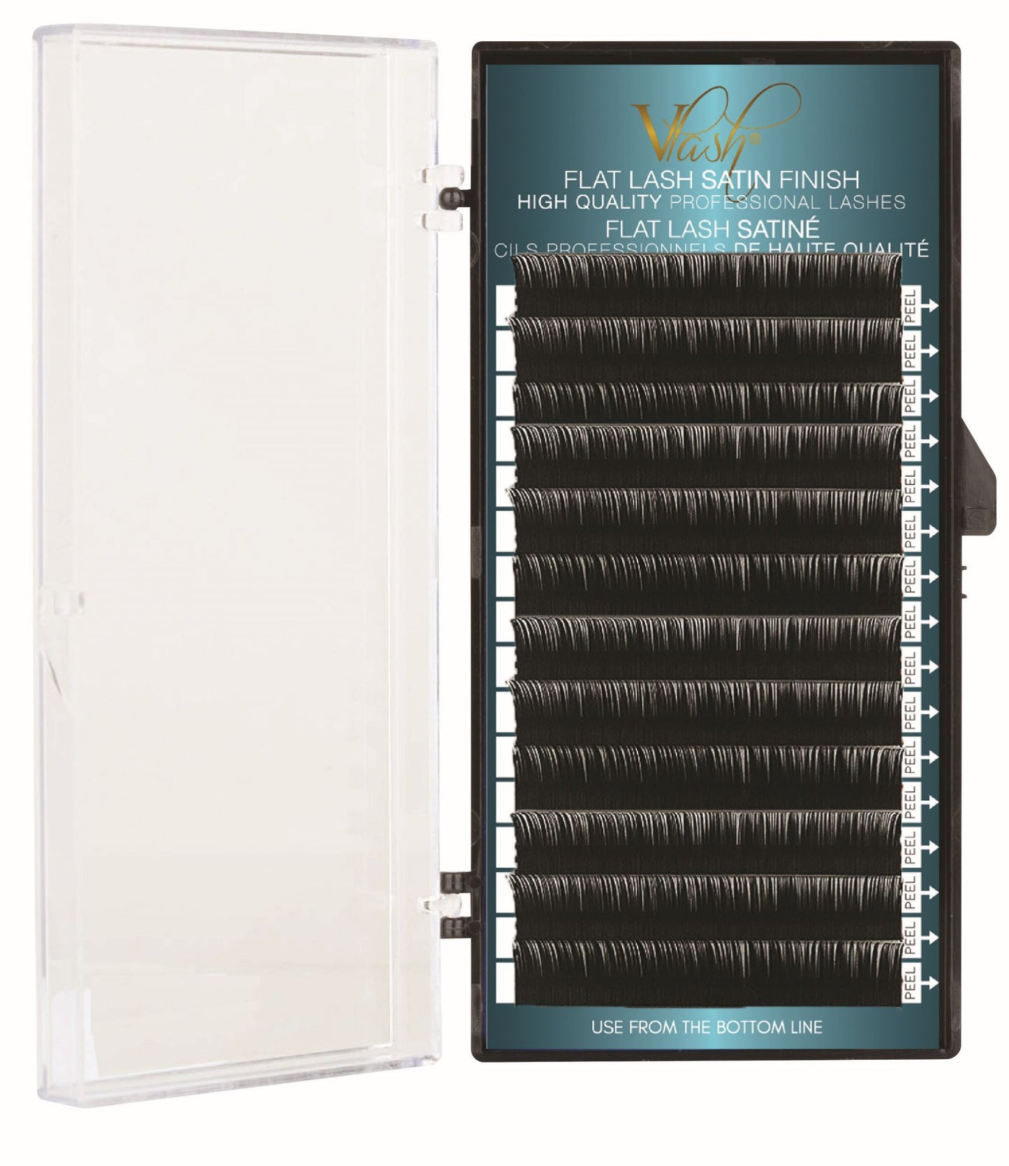 Vlash Flat Lash Satin Finish, D-Curl, Black Lashes, 0.15mm Thickness, 5000 ct., 1 Tray