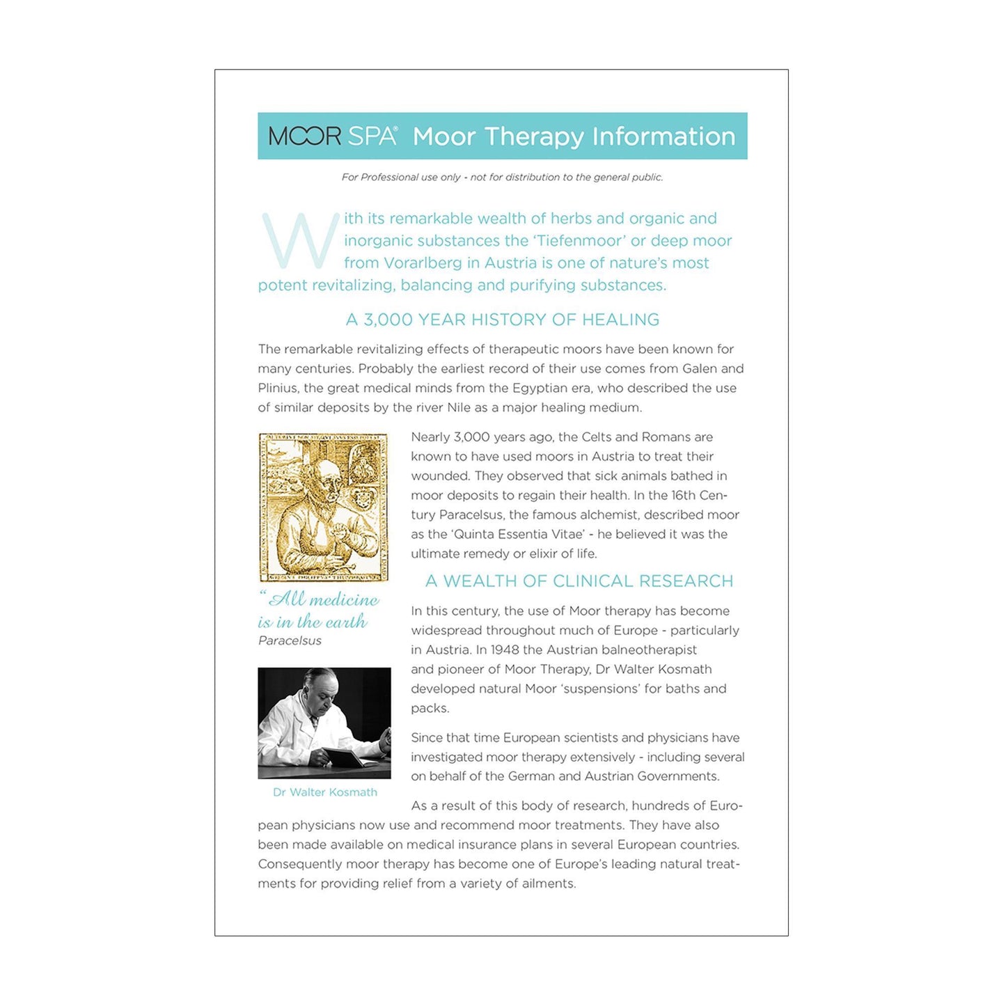 Marketing Collateral & Holders Moor Spa Moor Therapy Brochure