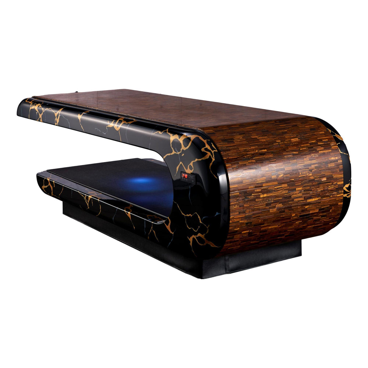 Square Infrared Heated Hamam Daybed, Empire Tiger's Eye Stone by Fabio Alemanno