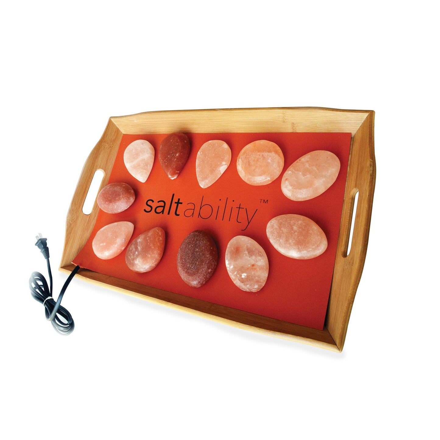 Salt Lamps Bamboo Warming Tray with 20 Stones