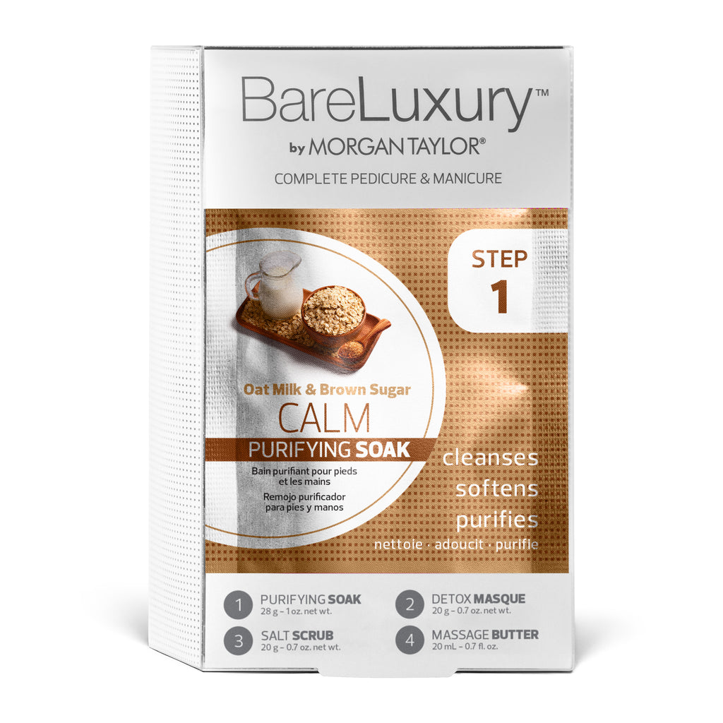 BareLuxury by Morgan Taylor, Complete Mani Pedi Packet, Oat Milk & Brown Sugar, 4 pk