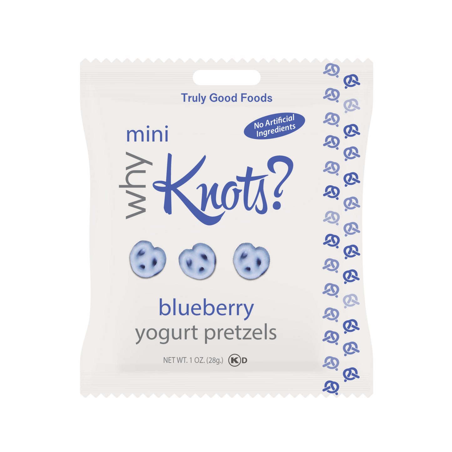 Truly Good Foods Why Knots? Yogurt Pretzels, Blueberry, 1 oz, 120 ct