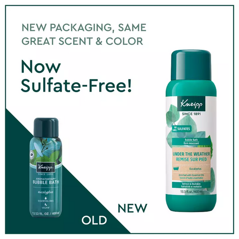 Image of infographic showing new product labeling and stating it is now sulfate free. 
