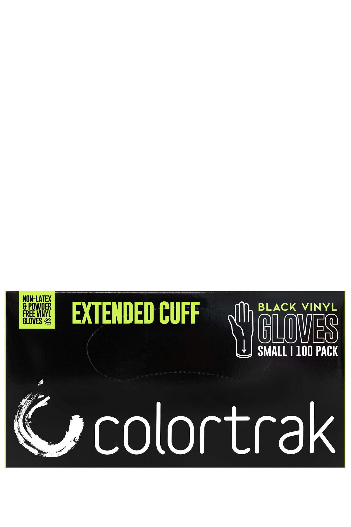 Colortrak Extended Cuff Black Vinyl Gloves, 100 ct