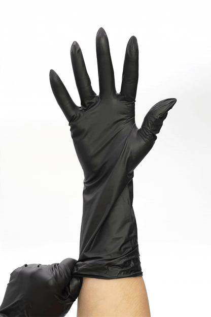 Colortrak Extended Cuff Black Vinyl Gloves, 100 ct