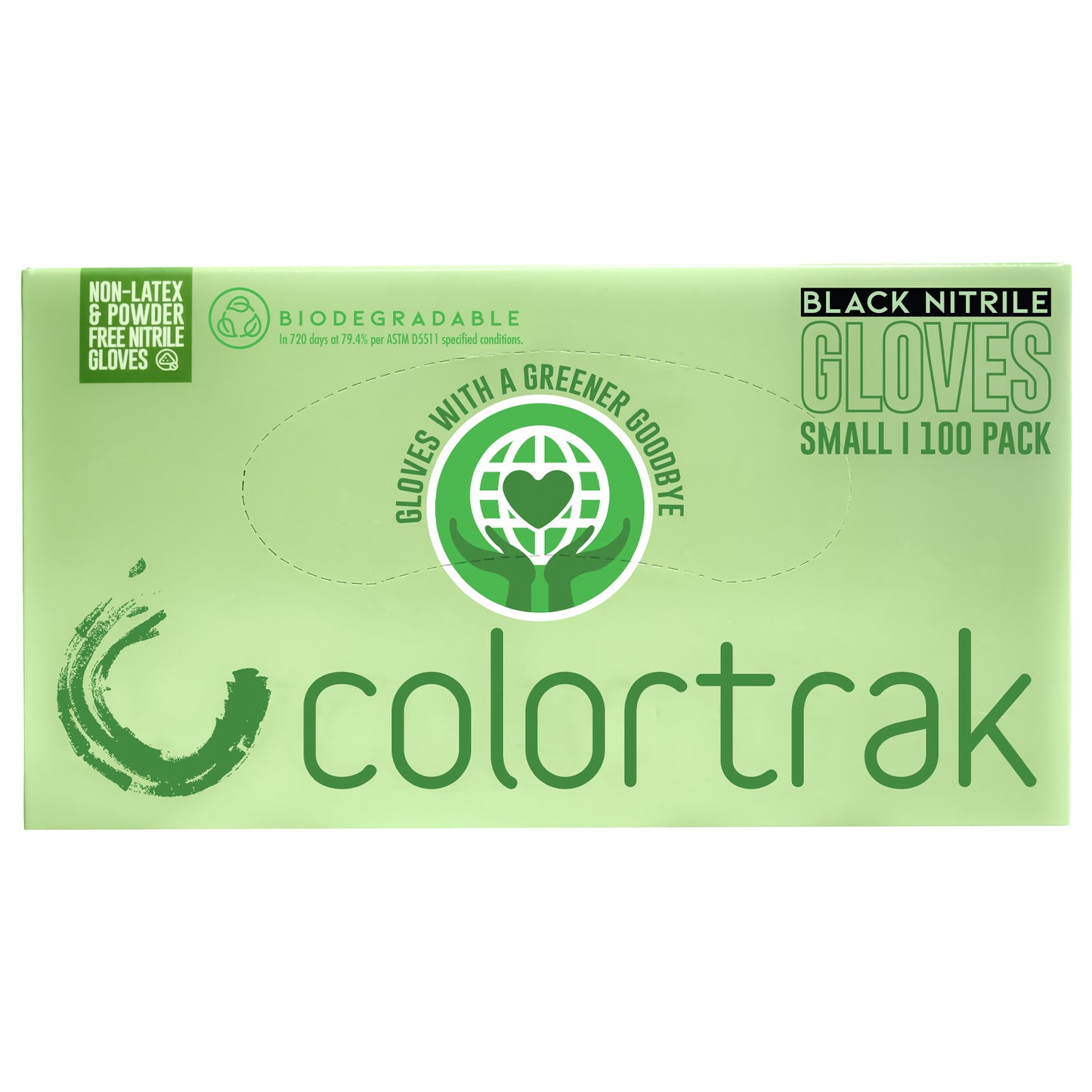 Colortrak Biodegradable Nitrile Gloves, Black, 100 ct