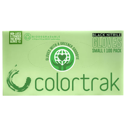 Colortrak Biodegradable Nitrile Gloves, Black, 100 ct
