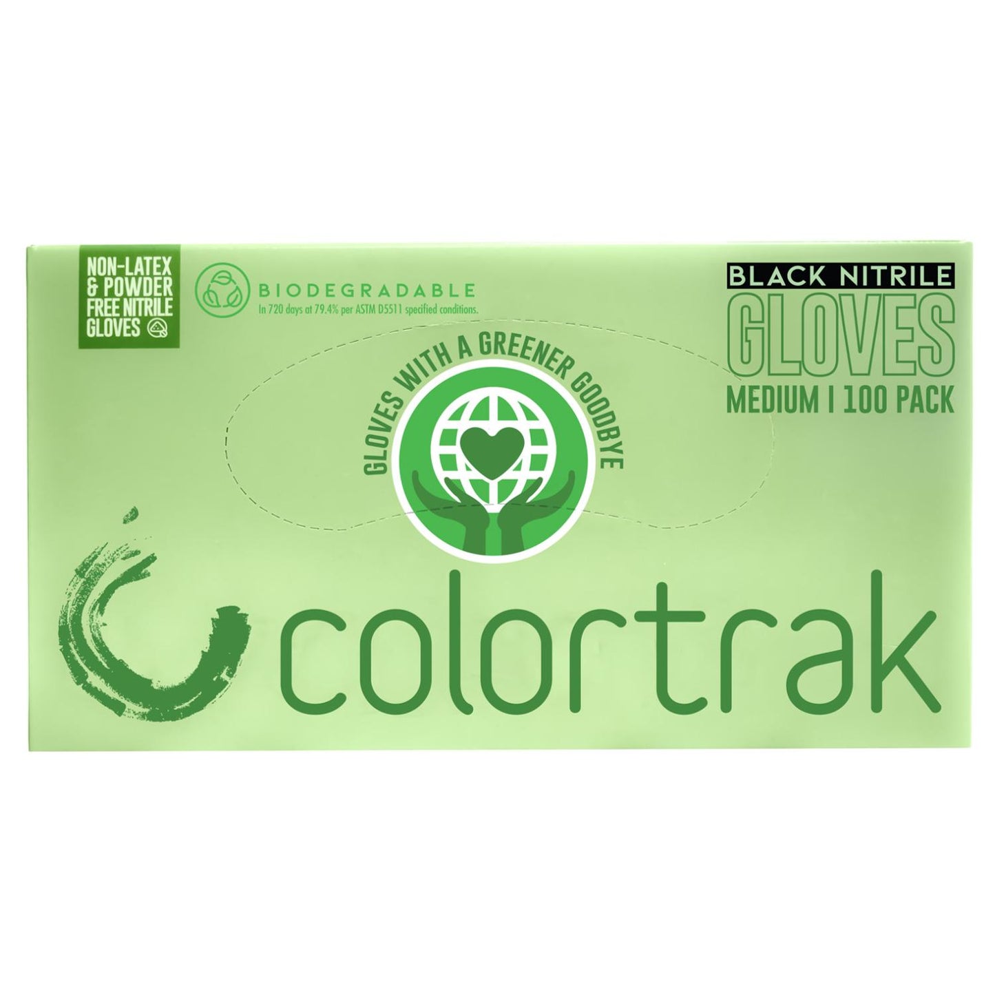Colortrak Biodegradable Nitrile Gloves, Black, 100 ct