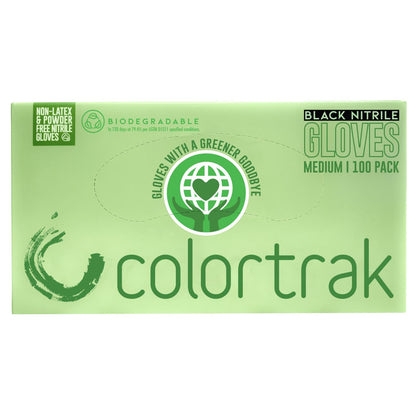 Colortrak Biodegradable Nitrile Gloves, Black, 100 ct