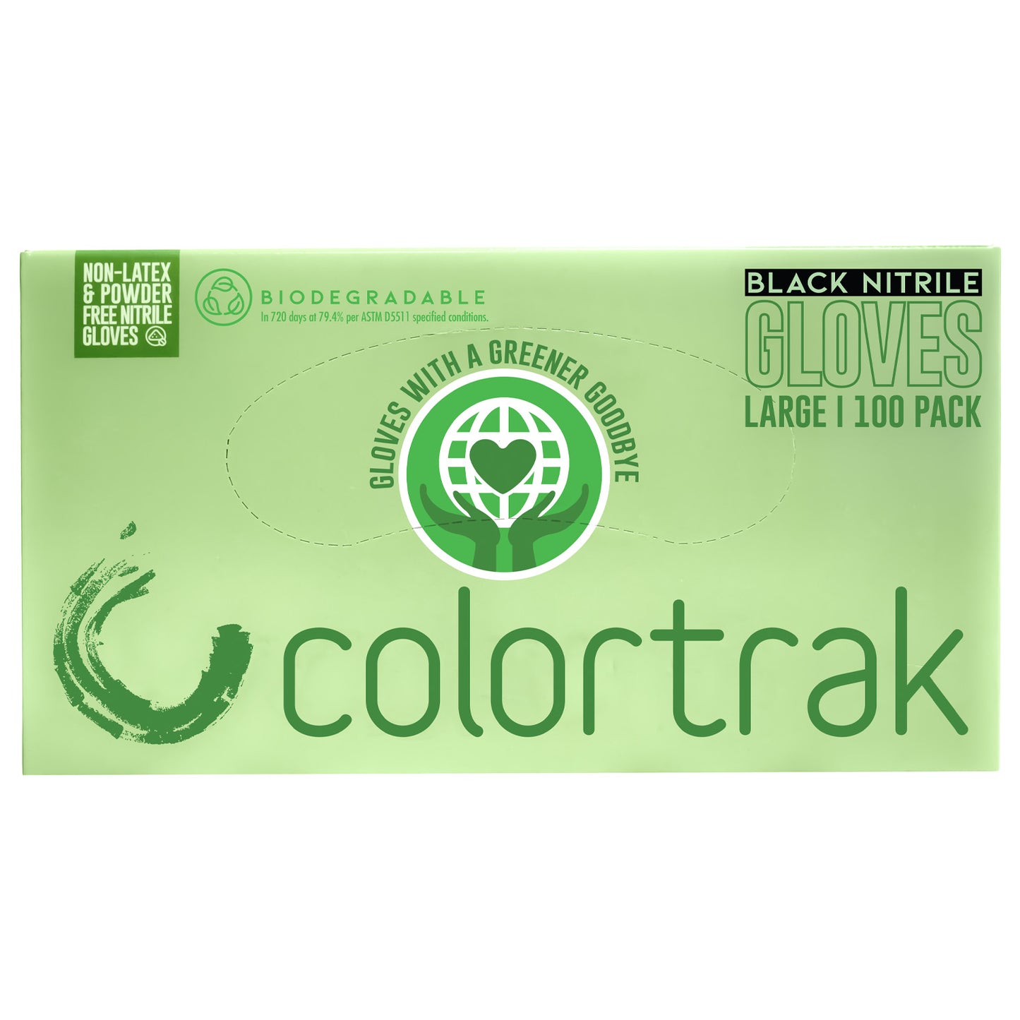Colortrak Biodegradable Nitrile Gloves, Black, 100 ct