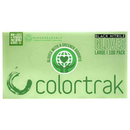 Colortrak Biodegradable Nitrile Gloves, Black, 100 ct