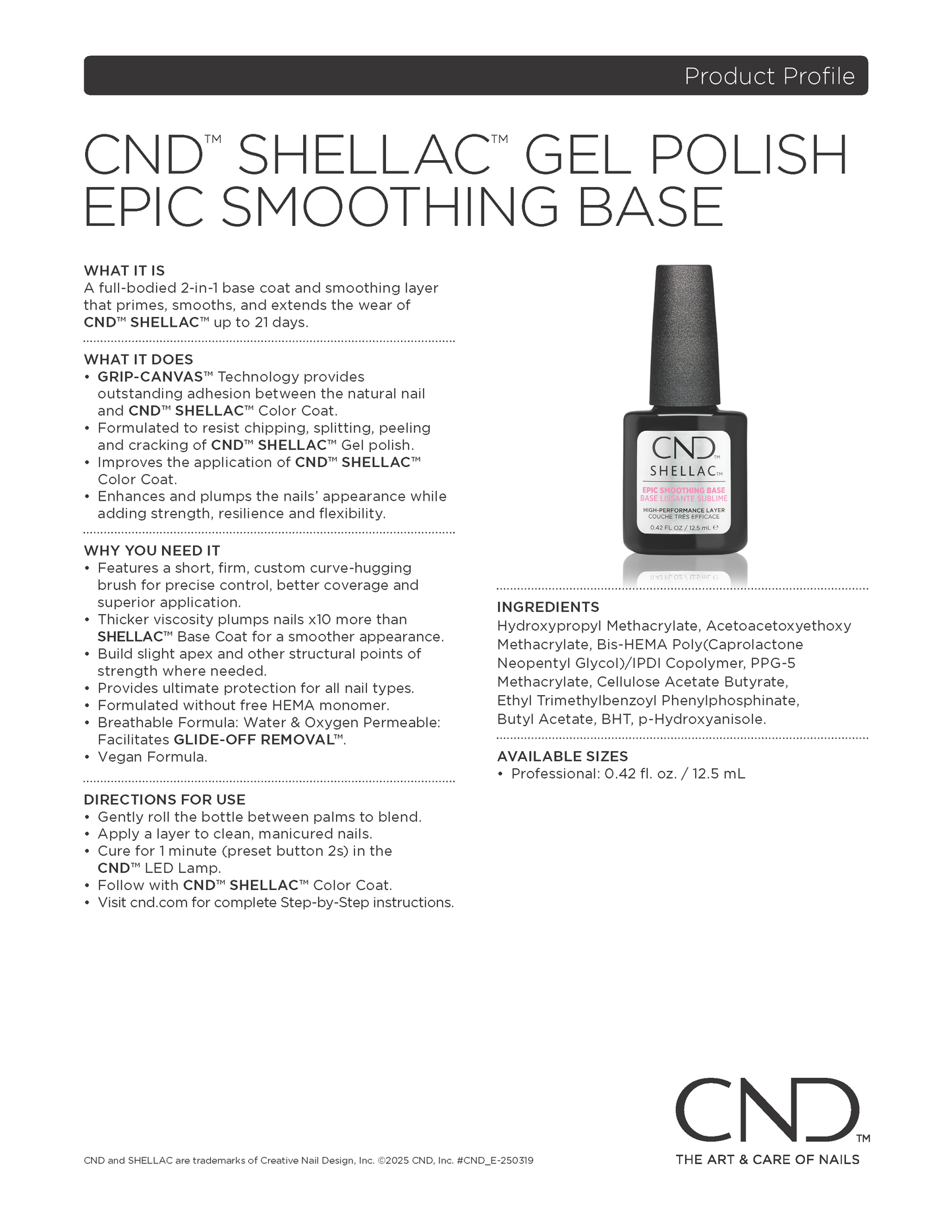 CND Shellac, Epic Smoothing Base Coat, 0.42 fl oz