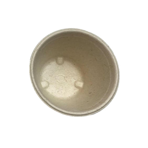 Image of inside of light tan cup made out of pulp fiber.