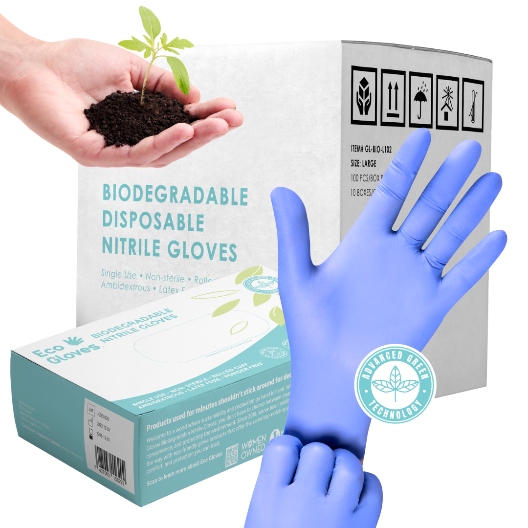 Eco Gloves Biodegradable Nitrile, Blue, 100 ct