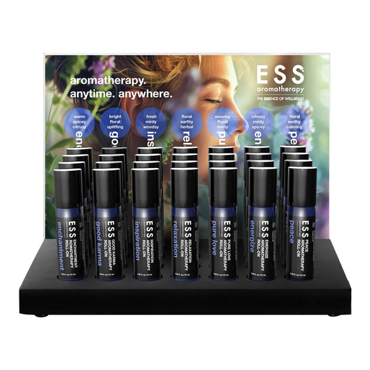 ESS Aromatherapy Pure Essential Oil Roll-On Retail Display Package, 38 piece
