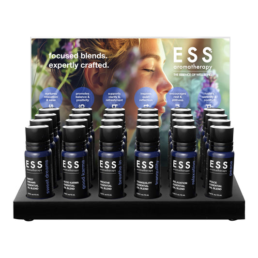 ESS Aromatherapy Pure Essential Oil Blends Retail Display Package, 33 piece