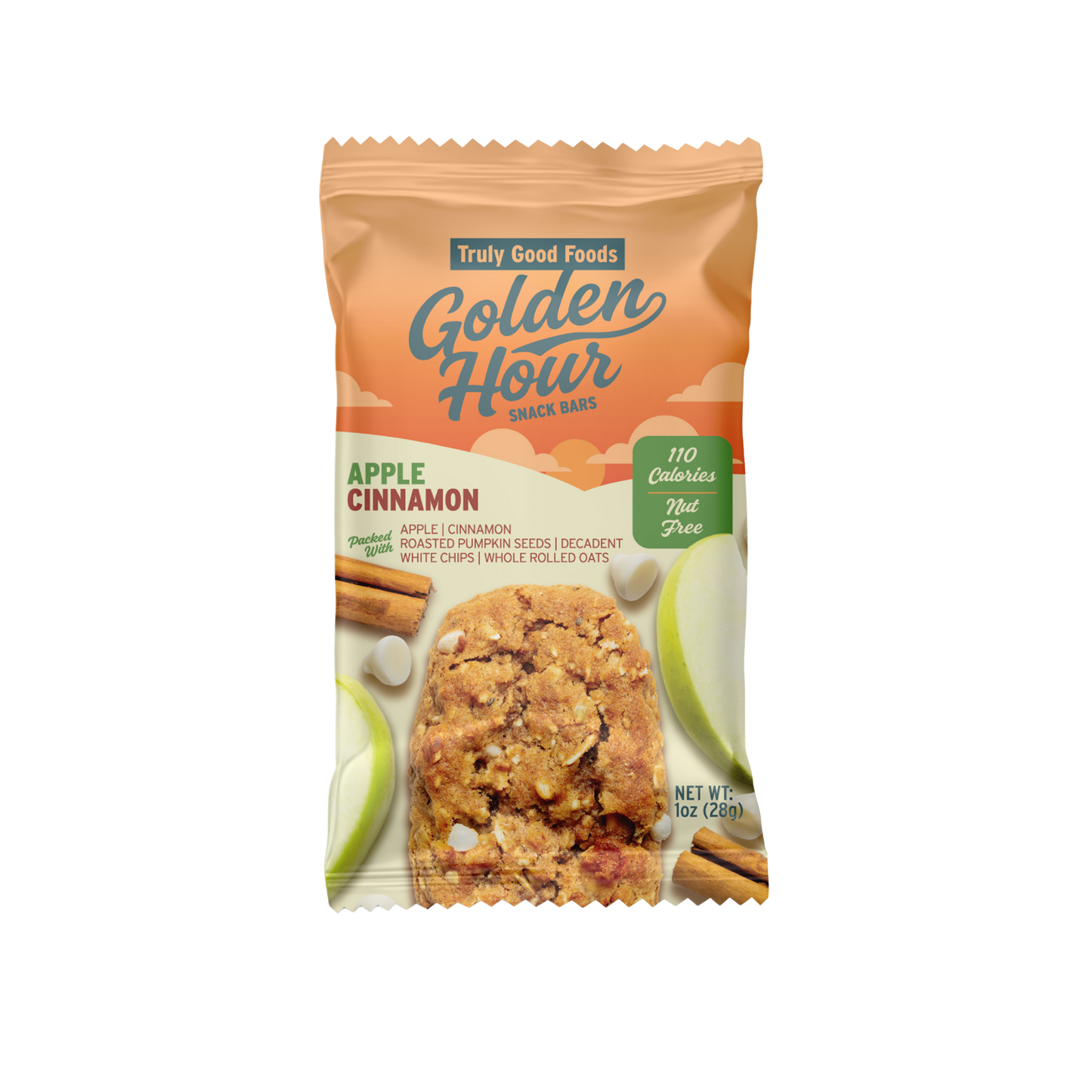 Truly Good Foods Golden Hour Snack Bar, Apple Cinnamon, 1 oz, 48 ct