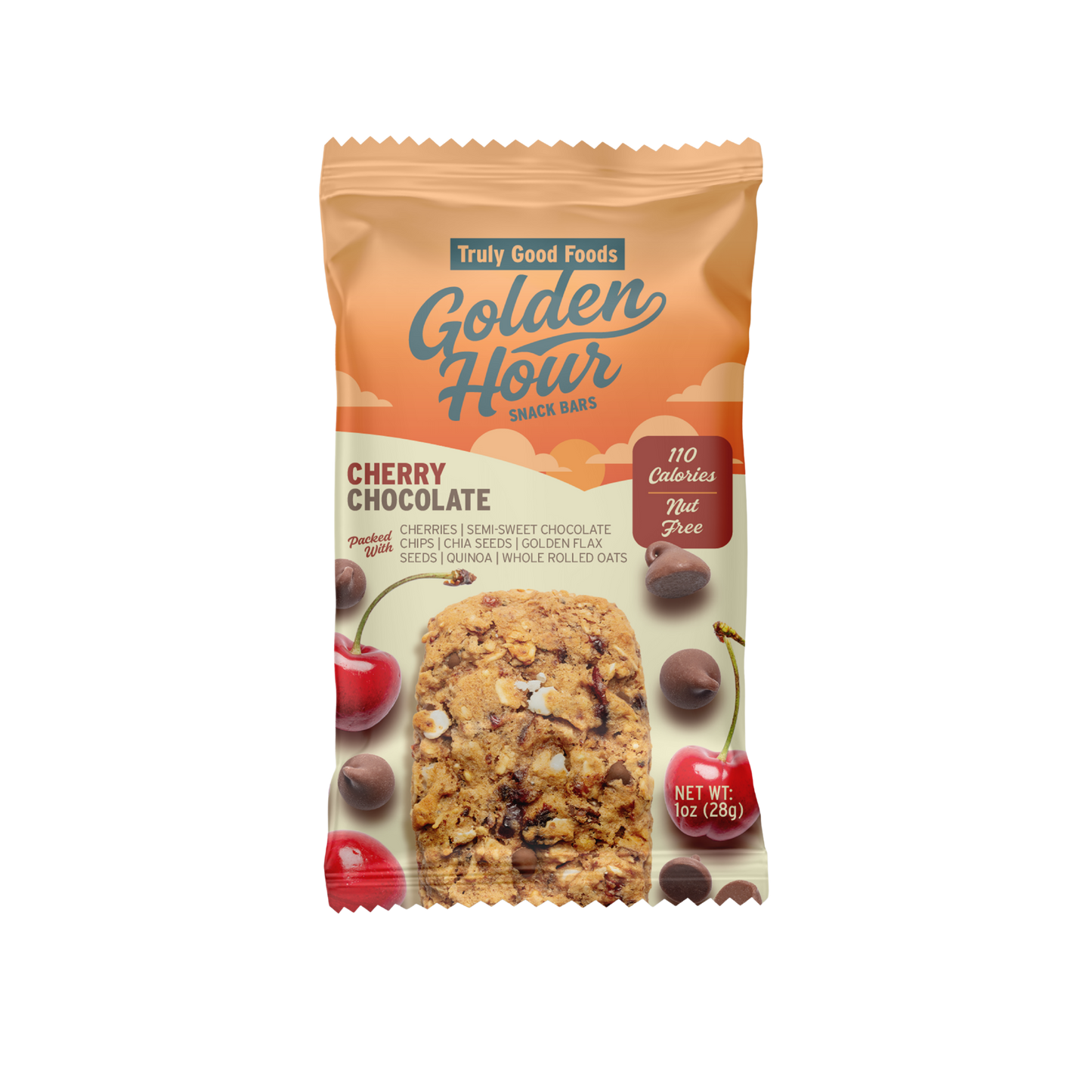 Truly Good Foods Golden Hour Snack Bar, Cherry Chocolate, 1 oz, 48 ct
